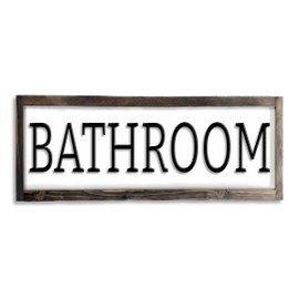 Dazingart Funny Bathroom Sign, Vintage Wood Bathroom Door Signs, Rustic Farmhouse Restroom Wall Decor (Bathroom)