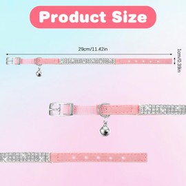 Rhinestones Cat Collar with Bell, Soft Velvet Adjustable Collar Bling Diamante Small Dogs and Cats, Sparkling Diamante Design, Safe Breakaway Feature for Parties, Gifts (Pink)