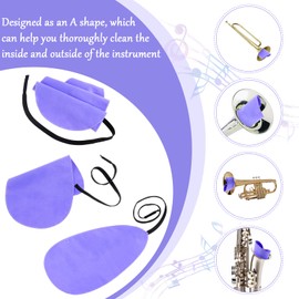 3Packs Clarinet Cleaning Swab Cloth Pull Through Swab Instrument Cleaner Cloth Clarinet Cleaning Cloth Swab for Inside Tube Suitable for Clarinet Piccolo Flute Sax Saxophone (Purple)