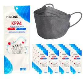 [10 Pack]HINCINK Kf94 Masks [Individually Packaged] Unisex, 4-Layer Protective Safety Mask, Tri-Folding Style,Kf94 Certified Face Safety White Dust Mask for Adult and Older Colorful (10Pcs, Gray)