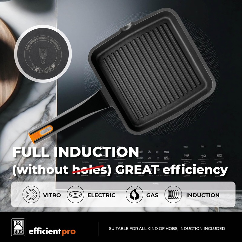 BRA COOKWARE Efficient Pro Square Ribbed Grill | 11 inches