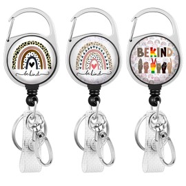 3 Pieces Nurse Badge Reel Retractable Heavy Duty with 360° Swivel Carabiner Clip, Rainbow ID Badge Holder Retractable, ID Card Holder Retractable Keychain Name Badge Clip, Nurse Teacher Student Gifts