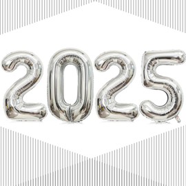 2025 Balloons, 16 Inch Silver 2025 Number Balloons, 2025 Silver Balloons,2025 New Year Silver Balloons for New Year Eve Party Supplies 2025, New Years 2025, Christmas, Graduations Decorations