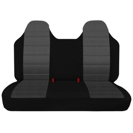 Fioqe Front Bench Seat Cover with Molded Headrests for Ford F150 F250 F350 1992-1998,Pickup Solid Bench Seat No Center Armrest,Washable Truck Seat Protector with Molded Headrests-Black