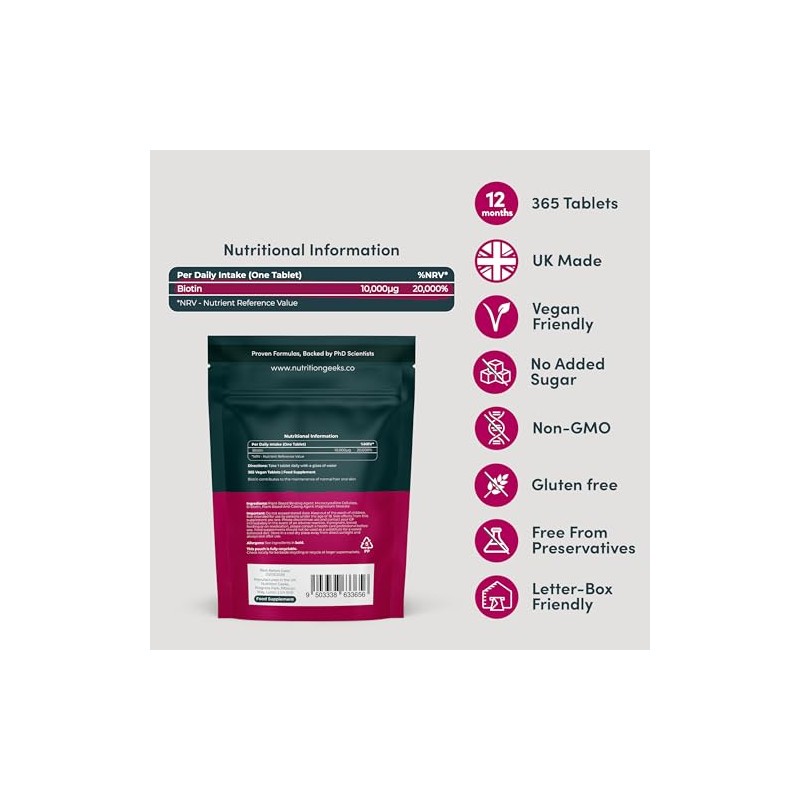 Biotin Hair Growth Supplement - 1 Year Supply High Strength