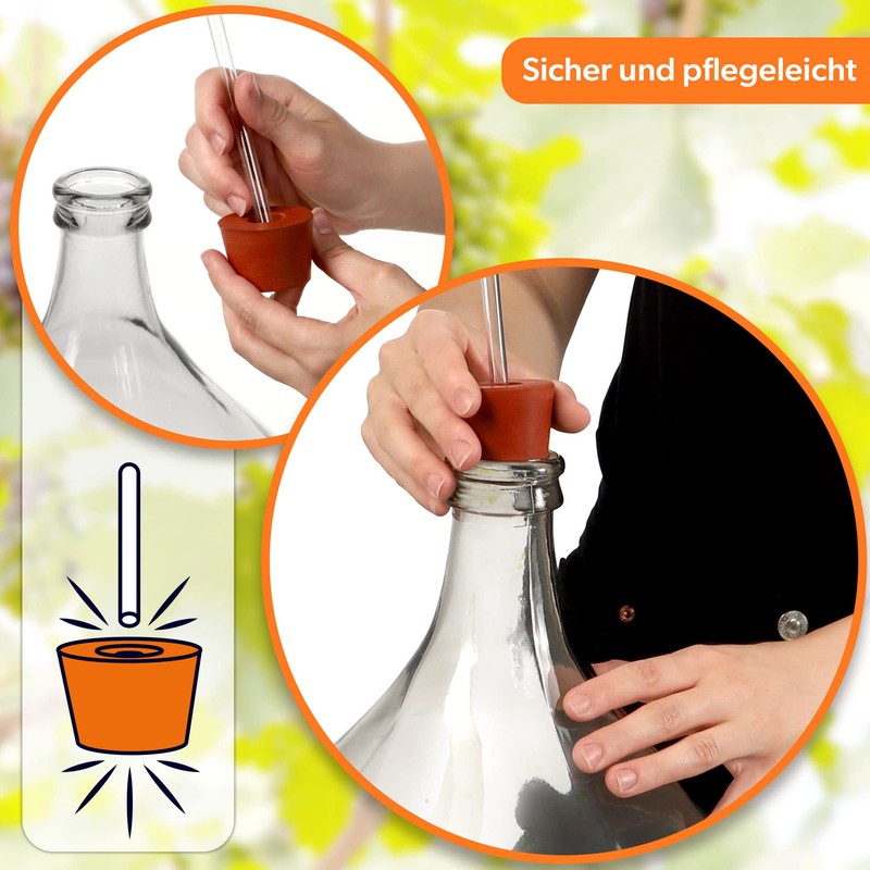 KADAX Rubber Stopper, Cork with Hole for Fermentation Tubes, Rubber