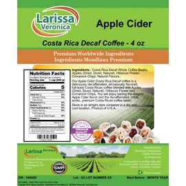 Apple Cider Costa Rica Decaf Coffee (Gourmet, Naturally Flavored, Whole Coffee Beans) (4 oz, ZIN: 546680) - 2 Pack