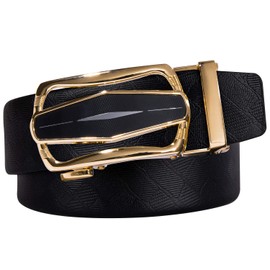 Dubulle Gold Men's Belt Ratchet Leather Belts Designer Automatic Click Buckle Adjustable Slising Strap for Dress Wedding Business