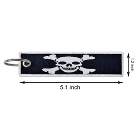 LLBFHH 3 Pcs Jolly Roger with Patch Pirate Flag Keychain,Woven label Key Chains for Car Keys,Fabric Key Chains Men and Women,Used for Various Decorations.