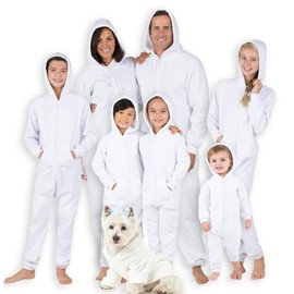 Footed Pajamas Joggies - Family Matching White Suger Hoodie One Piece Tracksuit for Boys, Girls, Men, Women and Pets - Adult - XLarge (Fits 6'4-6'7")