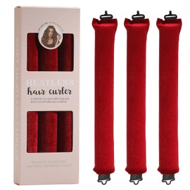 Nicboee Rizador de Pelo Sin Calor para Mujer, de Satén Suave, Ideal para Dormir, Ideal para Secar Durante La Noche Y Rizos para Todo Tipo de Cabello (3 Unidades, Rojo)