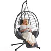 ONBRILL Hanging Egg Chair with Adjustable Footrest & Stand, Wicker