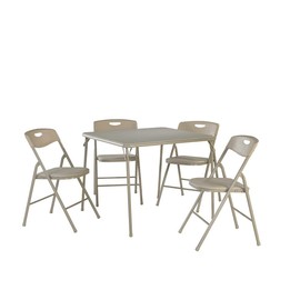 Cosco 5-Piece Folding Table and Chair Set, Antique Linen