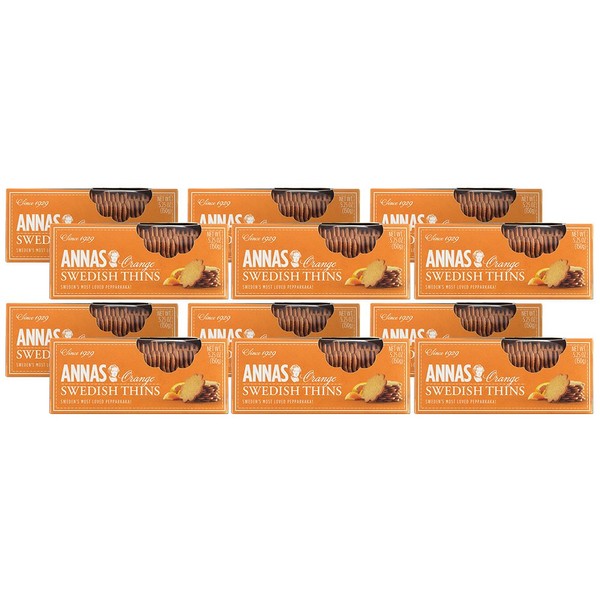 Annas Thins - Orange Pepparkakor - 5.25 Ounce (Pack of 12) non GMO + Vegan (51-066)