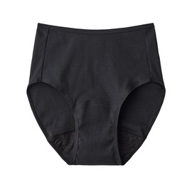 Gunze HV7070P Women's Sanitary Panties, 100% Cotton, Deep Rise, Black, L