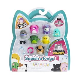 Squish-a-Longs Paquete de 8 (Estilo 1 - W2) - (8) Mini-Squish de 1 Pulgada con (2) Accesorios, (1) Anillo y una guía de coleccionista - Coleccionar, comerciar y Jugar