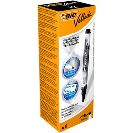 BiC Velleda Whiteboard-Marker, Liquid-Ink, trocken abwischbar, Schwarz, 12 Stück