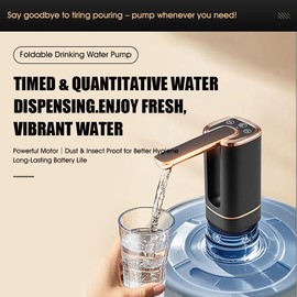 Mersper Portable 5 Gallon Water Dispenser, Automatic Hands-Free USB Charging with 1200mAh Battery, Collapsible, Silent Operation, Multiple Flow Modes, Balck for Home Office Camping Travel