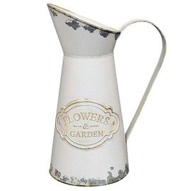 Fovasen - Jarrón de Estilo francés Alto, jarrón de Metal clásico, jarrón de Flores para decoración del hogar, Color Blanco, 11 Pulgadas