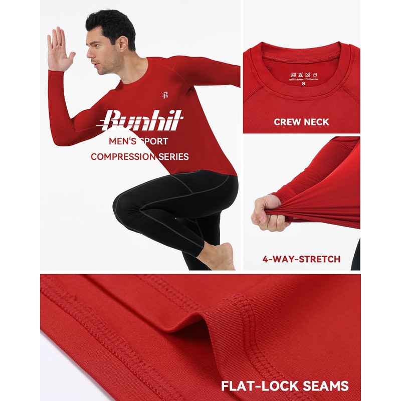 Runhit Long Sleeve Compression Shirts for Men, UPF 50+ Men's
