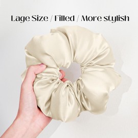 Silmer 22 Momme Mulberry Silk Pillow Scrunchie – Extra Large Soft Hair Tie for Women, Prevents Frizz & Breakage, Jumbo Sleeping Scrunchie (Taupe,1Pc)