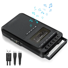 Gracioso Cassette Player Converter, Portable Cassette to MP3 Music via U Disk/SD Card or PC, Record to Cassettes/USB/SD Card via Mic,Cassette Tape Player with Headphone Jack,Retractable Handle