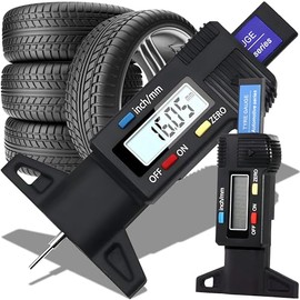 Retoo Tyre Tread Depth Gauge, Digital Tyre Tread Gauge, Depth Gauge with LCD Display 0-25.4 mm, Tyre Tread Gauge Caliper, Gauge for Car, Van, Motorcycle, Truck