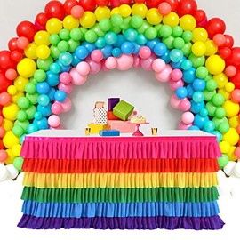 Rainbow Tablecloth Unicorn Tutu Table Skirt for 6ft Rectangular Table Birthday Uincorn Party Christmas Decoration