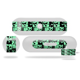 Skull Checker Green Decal Style Skin - fits Beats Pill Plus (Beats Pill NOT Included)