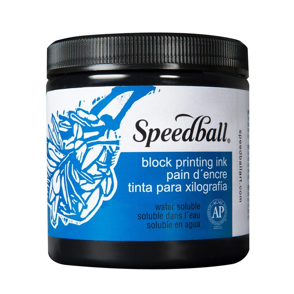 Speedball Water-Soluble Block Printing Ink, 8-Ounce Jar, Black