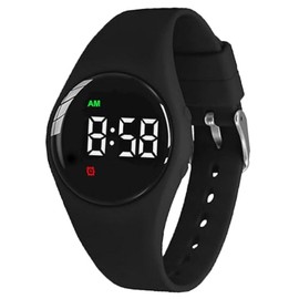 e-vibra Water Resistant Potty Training Watch Rechargeable Vibrating Alarm Reminder Watch Silent Wake Up Wristband - with Lock (Black)