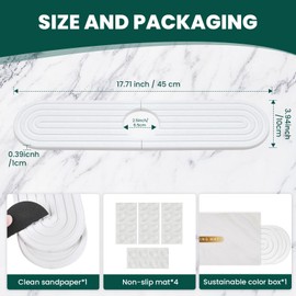 Beekfect 17.7" Stone Kitchen Sink Splash Guard, Instant Dry Diatomaceous Earth Faucet Mat for Kitchen Bathroom Sink Countertop, Behind The Faucet Super Absorbent Stone Sink Tray, White