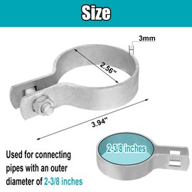 10 Pack Tension Bands for 2-3/8" Chain Link Fence Posts - Zinc-Plated Steel w/ 1-1/4" Bolts & Nuts (Commercial Grade)