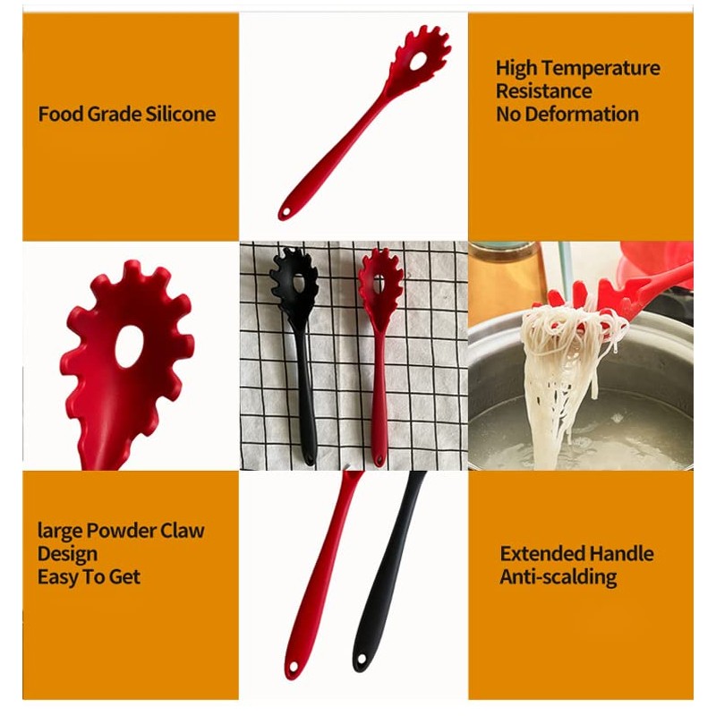 Silicone Pasta Fork (11.5"), High Heat Resistant to 480°F, Hygienic