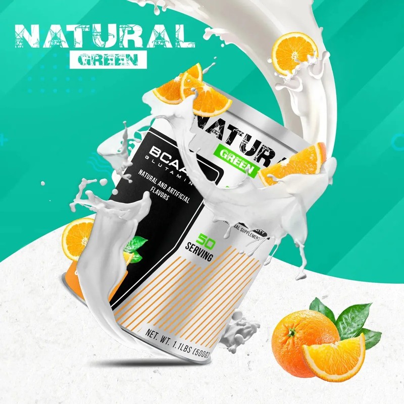Bcaas Glutamina Aminoácidos Natural Green 500g Sabores Sabor Naranja