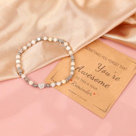 NICEIGHT Tiny Natural Stone Beaded Bracelets for Women Sometimes You Forget You're Awesome Inspirational Gifts Bracelets Mothers Day Graduation Christmas Birthday Gifts for Mom Friend Sister W