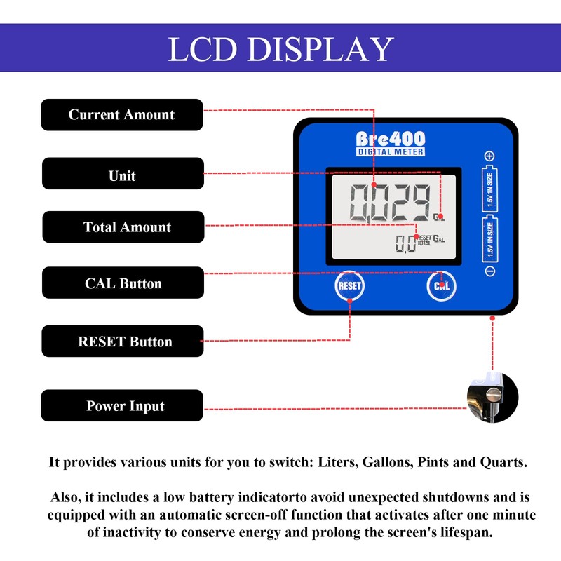 JAHEZYAN Digital Oil Control Valve Meter Dispenser, with 1/2" NPT