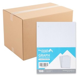 Blue Summit Supplies Graph Paper Bulk, 3 Hole Punch, Fits Standard Binders, 100 Sheets per Pack, 48 Pack, 4800 Total Sheets
