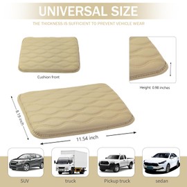 ongfuwu Car Center Console Pad, 12.6"×9.8" Comfortable PU Leather Car Armrest Seat Box Cushion Pad, Thickened Waterproof Vehicle Arm Rest Cover Protector, Universal Interior Car Accessories (Beige)