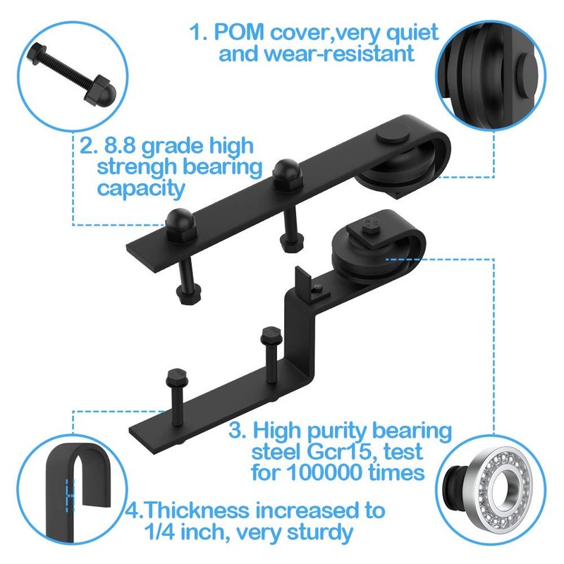 ZEKOO Bypass Sliding Barn Door Hardware Kit, Single Track, Double