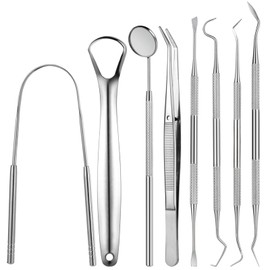 TRUEIN 8 Pieces Tartar Remover, Dental Care Sets, Made of Stainless Steel Dentist Cutlery, Tooth Cleaning Set, Tartar, Dental Care Set for Tartar and Dental Plaque