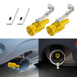 QZTYTY 2PCS Turbo Sound Whistle Simulator, Car Turbo Whistle Car, Aluminum Alloy Universal Turbo Sound Exhaust Muffler Pipe Whistle, Automotive Replacement Exhaust Mufflers Fit Car Truck (Gold)