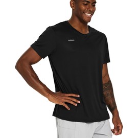 TLRUN Men's Ultra Lightweight Running Shirts, Dry Fit Marathon Top Tee, Cool Short Sleeve Athletic T-Shirts(Small, Black)