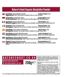 Natures Root Organic Manjistha Powder 500g – Organic Rubia Cordifolia - Promotes Healthy and Clear Skin – Ayurvedic Herbal Blood Purifier