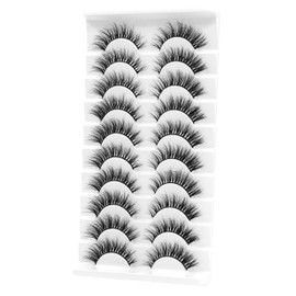 8D Fluffy False Eyelashes Wispy Natural 12mm Cat Eye Faux Mink Lashes - Thick Soft Volume Dramatic Reusable Makeup Fake Eye Lashes Pack 10 Pairs -Happy Heartbeat (iD9)