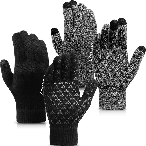 COOYOO Winter Gloves for Women and Men 1/2/3 Pairs,Touch Screen