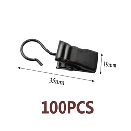 100PCS Stainless Steel Metal Clips with Hook for Curtain, Photos, Art Craft Hanger Hanging Clips Home Decoration, Black
