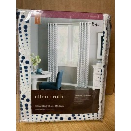 allen + roth 84'' White Navy Cotton Light Filtering Grommet Single Curtain Panel
