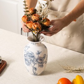 Magclay Blue and White Vase for Home Decor, Ceramic Chinoiserie Vase Decor, Porcelain Vases, Flowers and Branches