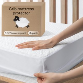 Niagara Crib 3 Pack 100% Waterproof Mattress Protector, Soft Breathable Crib Mattress Protector with Deep Pocket, Mattress Pad for Toddler and Baby (52x28, White) - Viscose Made from Bamboo